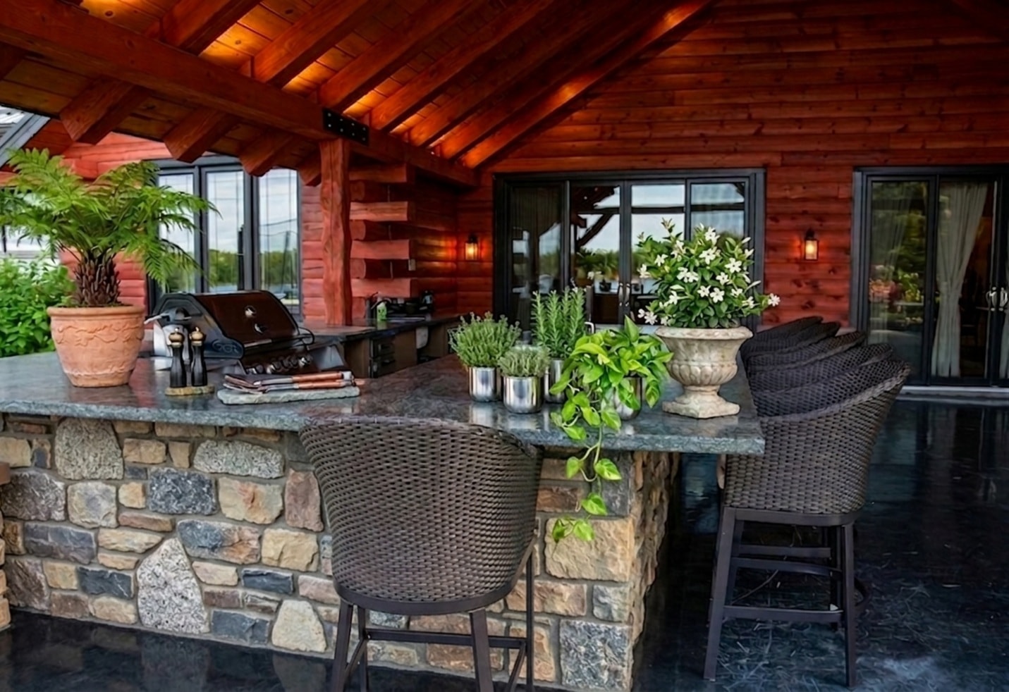 Outdoor kitchen with stone base, A1 Creative Masonry