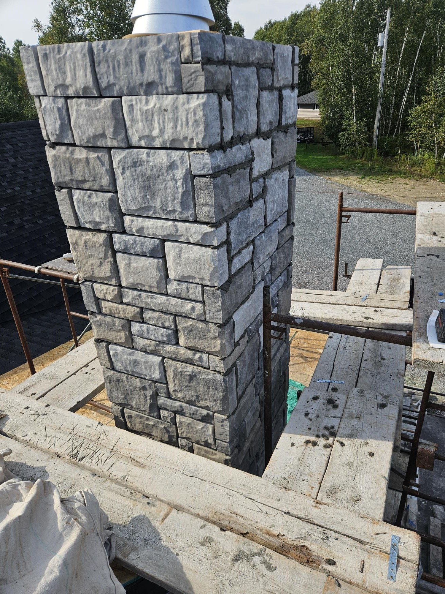 Stone chimney construction detail, A1 Creative Masonry