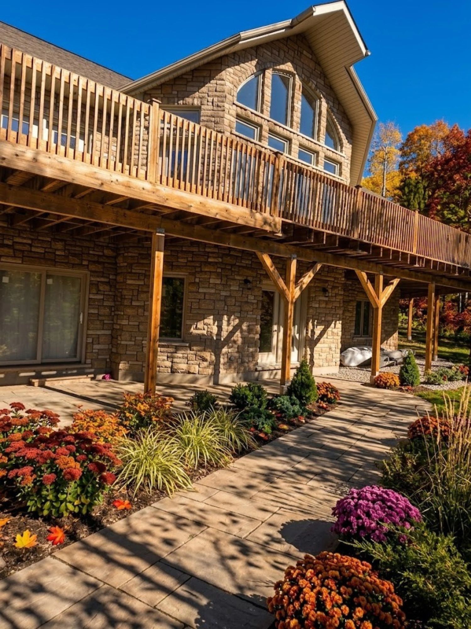 Stone and wood residential home — A1 Creative Masonry